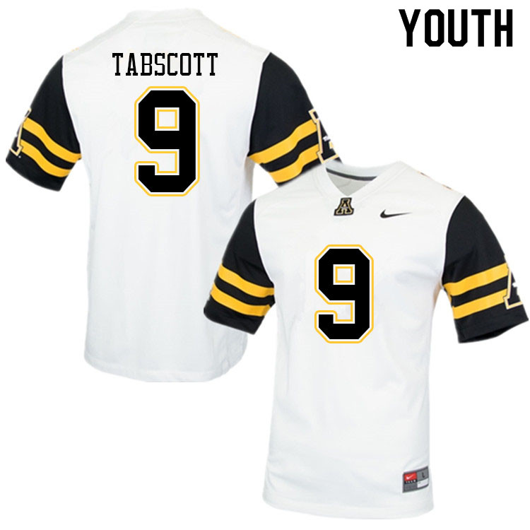 Youth #9 DC Tabscott Appalachian State Mountaineers College Football Jerseys Sale-White - Click Image to Close
